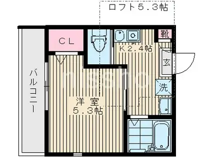 テルセーロ(1K/2階)の間取り写真