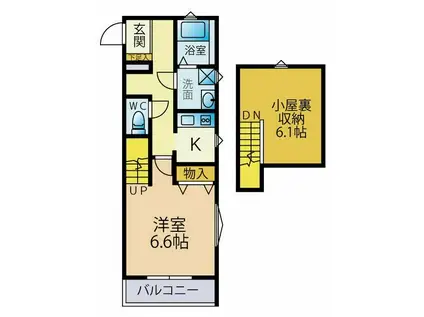 TAKAガーデン(1K/2階)の間取り写真