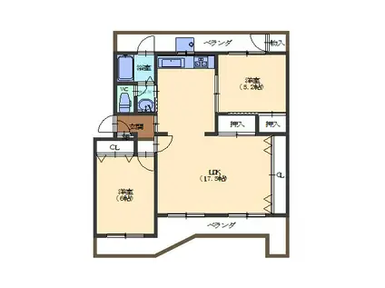 南円明寺ヶ丘団地12棟(2LDK/4階)の間取り写真