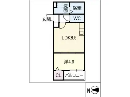 プランドール月島(1LDK/1階)の間取り写真