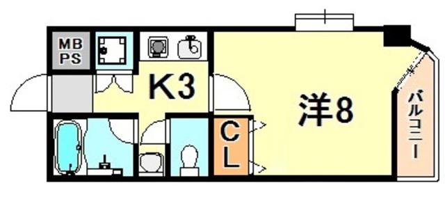 YKハイツ旭が丘(1K/3階)の間取り写真