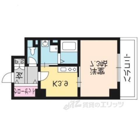 ヴァンヴェルデ西京極(1K/5階)の間取り写真