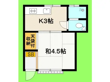 牧野アパート(1K/1階)の間取り写真