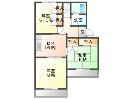 グリーンハウス井尻(3DK/2階)の間取り写真