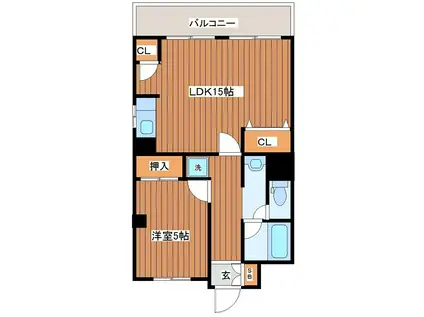 ロイヤルハイツ宏和(1LDK/2階)の間取り写真