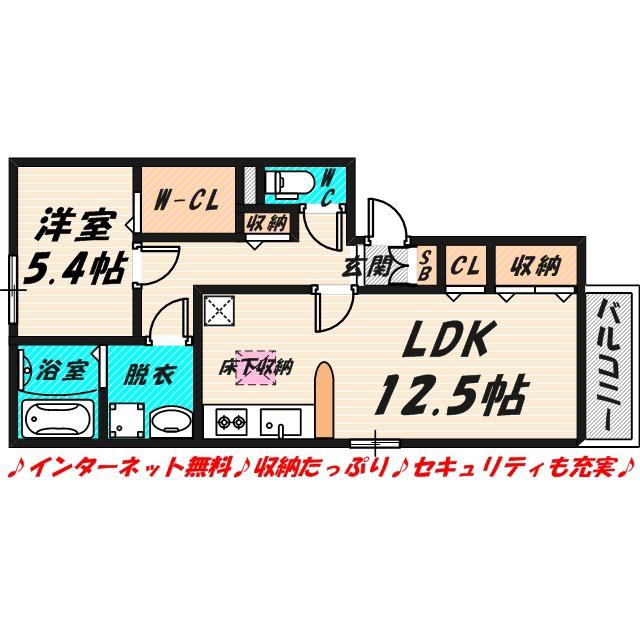 シェソワ鶴見緑地(1LDK/1階)の間取り写真