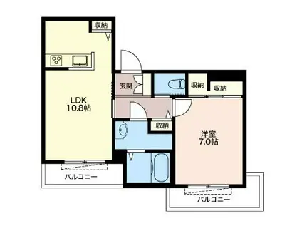 スリーアップ若林1・34(1LDK/2階)の間取り写真