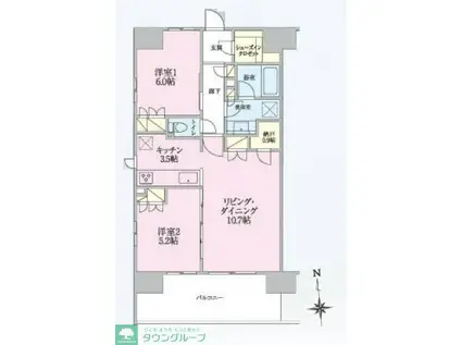 トラープランド翠命館(2LDK/6階)の間取り写真