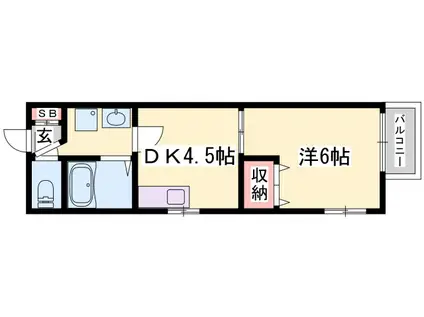 アーバンコスモ(1DK/2階)の間取り写真