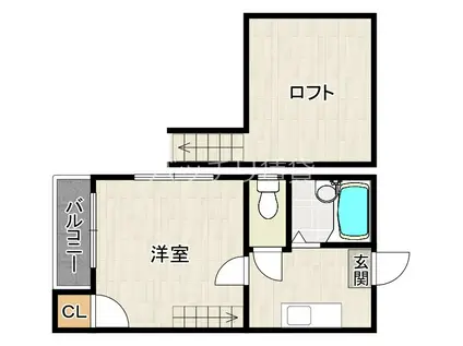 あすかハウス竹下(1K/2階)の間取り写真