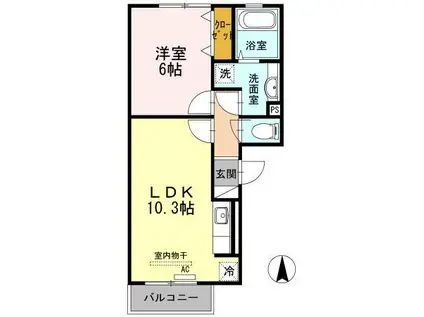RE・EARTHの杜もり(1LDK/1階)の間取り写真
