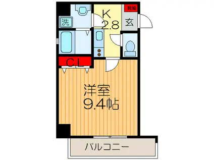 ドマ-ニ(1K/4階)の間取り写真