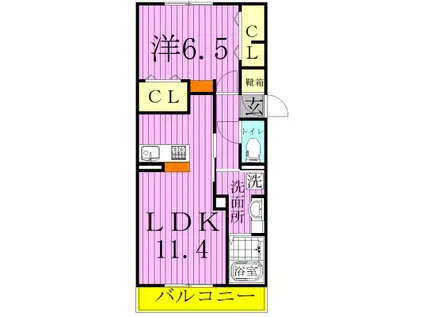 わをんおおたかの森(1LDK/3階)の間取り写真