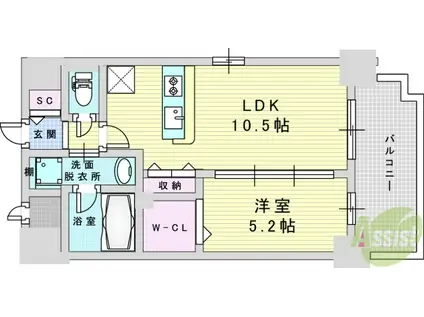 スプランディッド新大阪8(1LDK/14階)の間取り写真