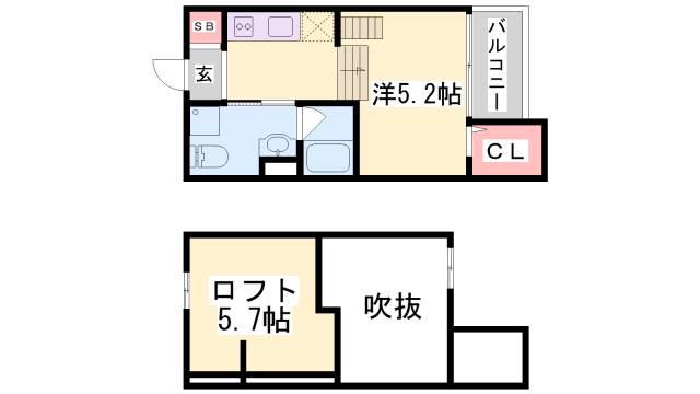 LA BLANC(1K/2階)の間取り写真