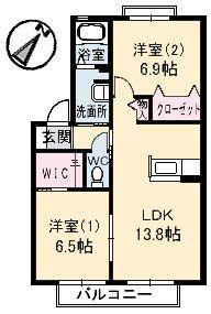 メゾン・ガーデン(2LDK/2階)の間取り写真