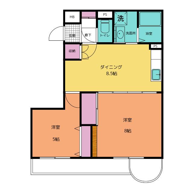 アルティザ松本(2DK/4階)の間取り写真