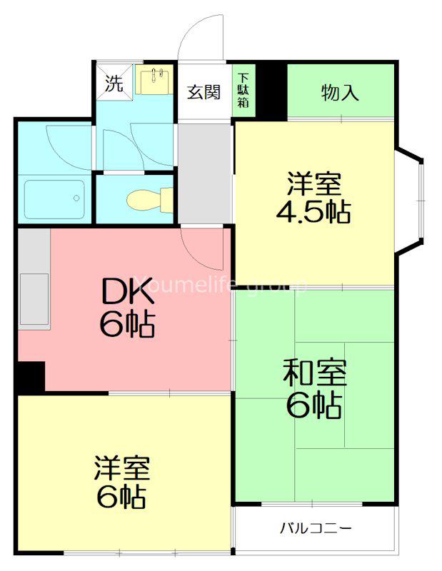 セレーノ東町II(3DK/2階)の間取り写真