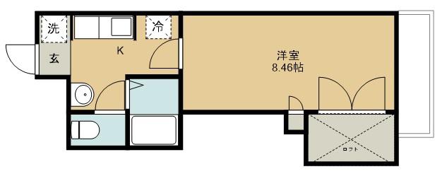 メゾンドール館町II(1K/3階)の間取り写真
