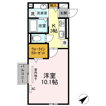 リブフラット(1K/2階)の間取り写真
