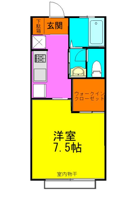 ハイムルーチェ(1K/2階)の間取り写真