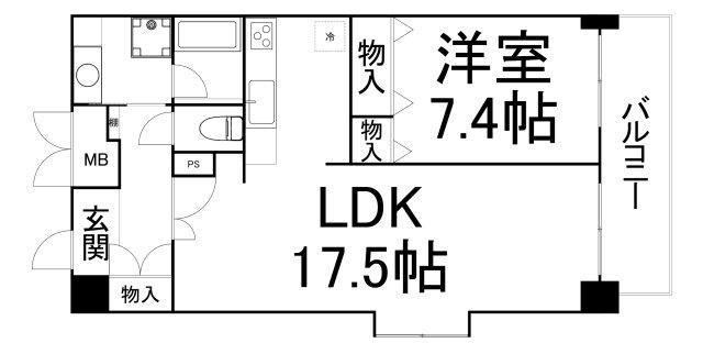 ドルチェヴィータ(1LDK/7階)の間取り写真