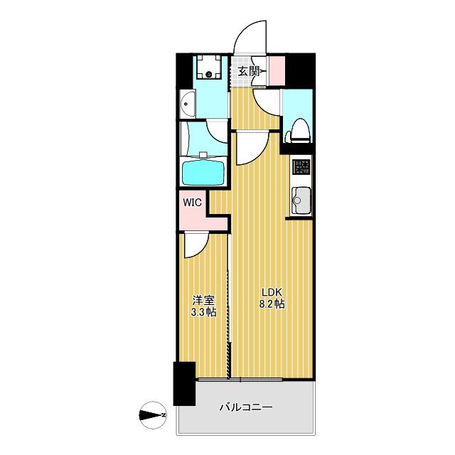 S-RESIDENCE烏森AUREATE(1LDK/8階)の間取り写真