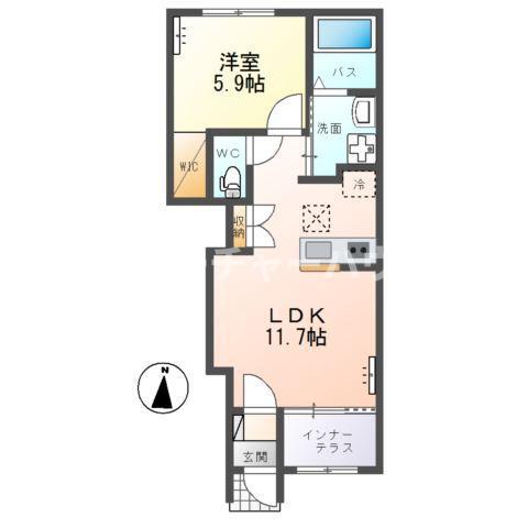 水戸市堀町アパート(1LDK/1階)の間取り写真