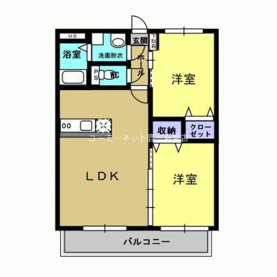 アイリスII番館(2LDK/1階)の間取り写真