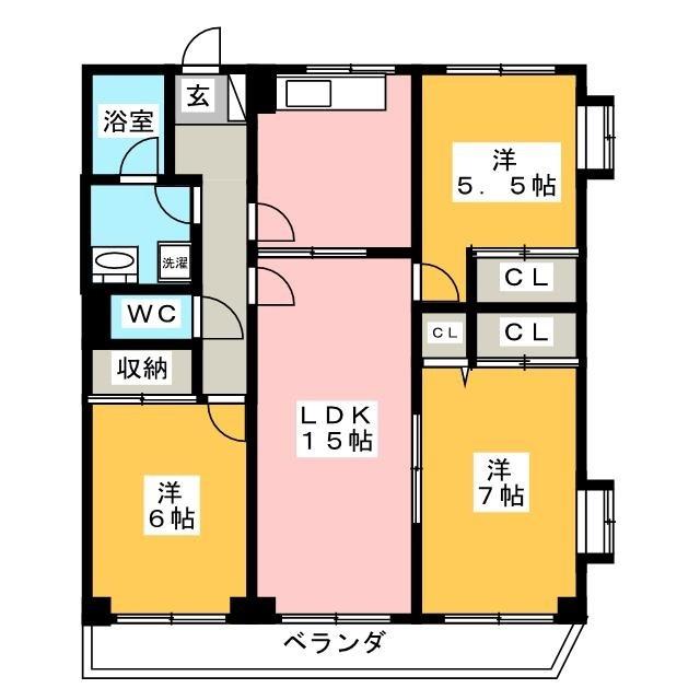 錦伊藤マンション(3LDK/6階)の間取り写真
