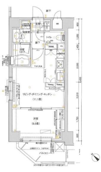スタジオデン横濱関内(1LDK/10階)の間取り写真