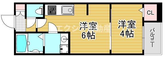 ハーモニーテラス大和田II(1DK/1階)の間取り写真
