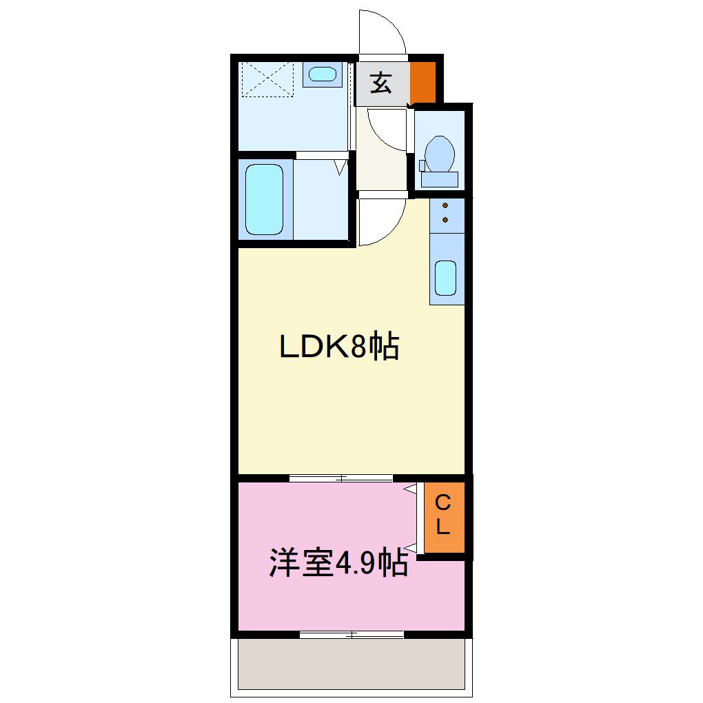サクシード丹波橋(1LDK/2階)の間取り写真