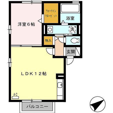 CALM HOME(1LDK/2階)の間取り写真