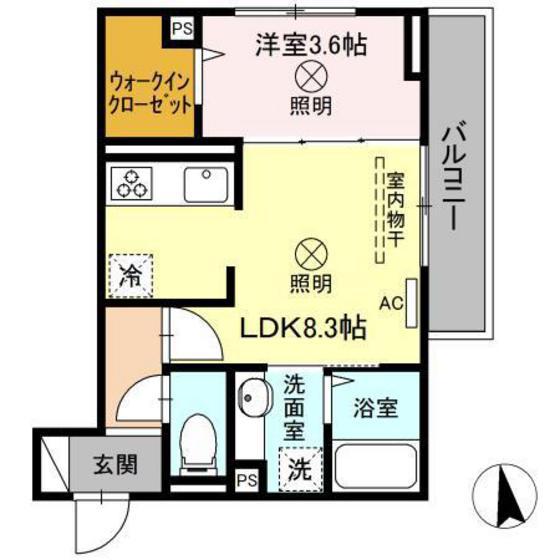 セレーノ(1LDK/1階)の間取り写真