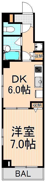 シナノレジデンス(1DK/2階)の間取り写真