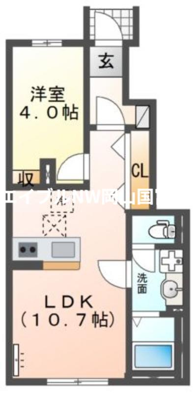 リバーヒルズ平井(1LDK/1階)の間取り写真