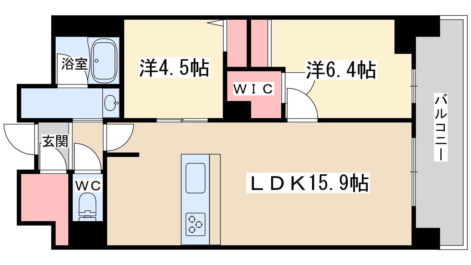 リビエナ グラン 新梅田(2LDK/7階)の間取り写真