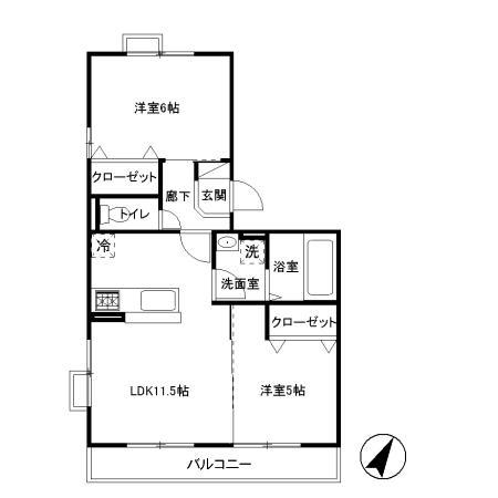フォレストリーフ(2LDK/2階)の間取り写真