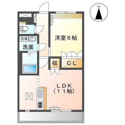 グランディール・フローラ(1LDK/1階)の間取り写真