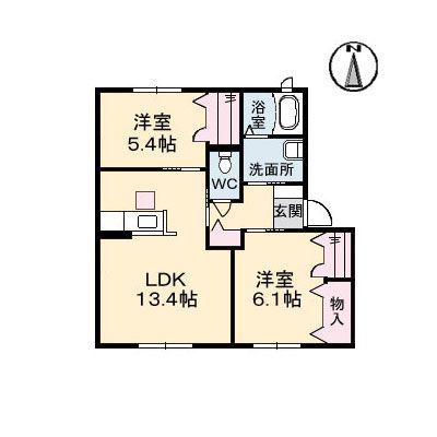 グランマスト平田B棟(2LDK/1階)の間取り写真