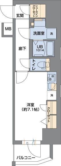METROSA谷町六丁目サウス(ワンルーム/9階)の間取り写真