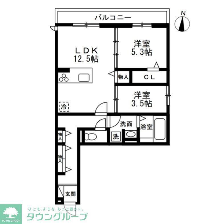 NOBLE RAFFINER 元町(2LDK/3階)の間取り写真