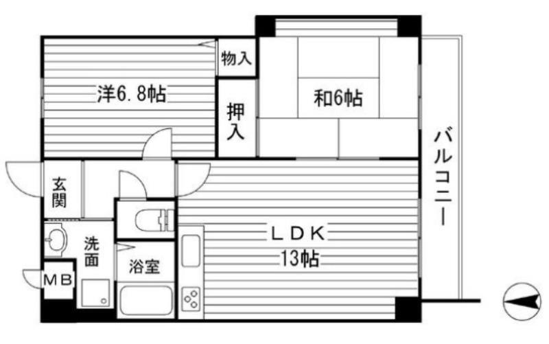 グリーンハイツ東山II(2LDK/3階)の間取り写真