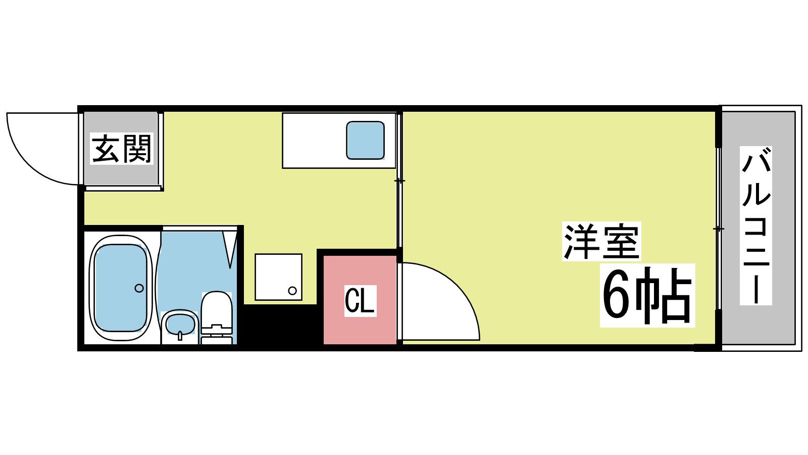 リバーサイド(1K/1階)の間取り写真