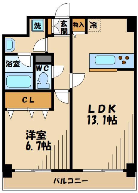 プロスペランド府中(1LDK/2階)の間取り写真