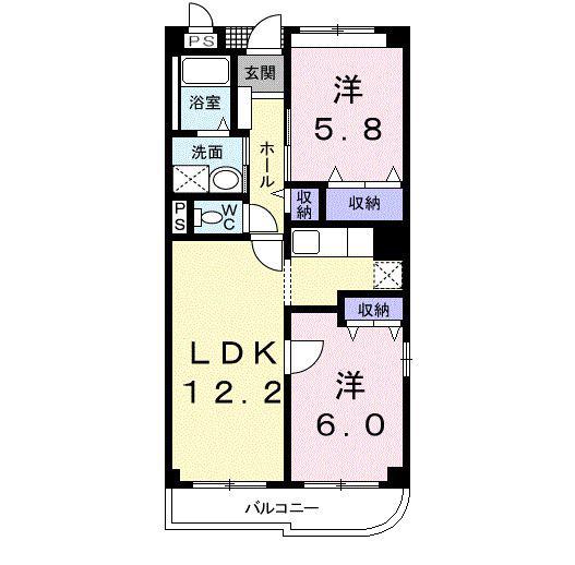 グランピア(2LDK/3階)の間取り写真