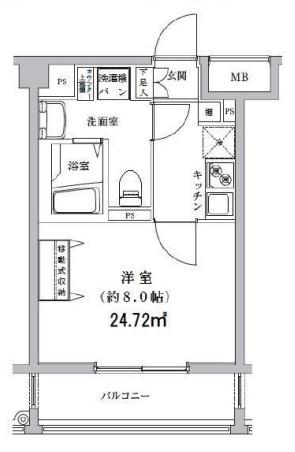 ライジングプレイス八王子みなみ野(1K/4階)の間取り写真