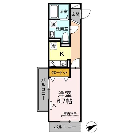 アリエッタ川口(1K/2階)の間取り写真
