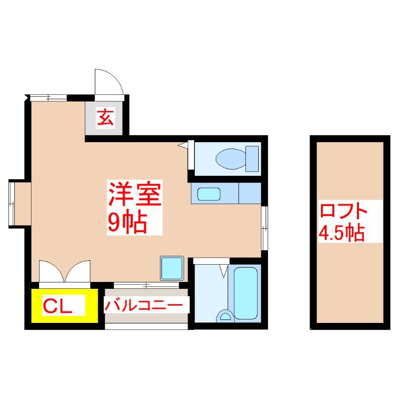 コーポ川崎(ワンルーム/2階)の間取り写真